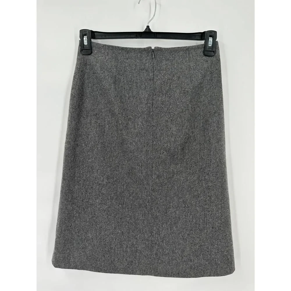 Gap Stretch Gray Wool A Line Midi‎ Skirt Size 1